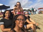 On the beach with friends