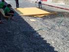 "Alfombra" base is wooden frame and sawdust