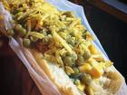 A version of the Brazilian hot dog with peas and corn!