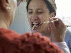 Rossana, my mentor, trying (probando) the homemade pasta!