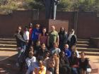 This is me and my class sitting in front of the statue of the first president in Botswana, Seretse Khama.