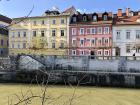 A view of the Ljubljanica River that runs through the center of town