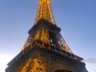 The view from underneath the Eiffel Tower 