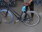 My rental bike has a blue front tire so I can identify it easier