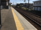 This is the empty train platform we arrived at two stops from Akita Station