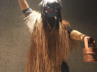 Namahage hold a huge knife and a teoke (pail/bucket) and wear heavy oni masks along with the straw cape