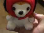 Unlike the real masks, the merchandise sold around Akita always show cute namahage, like this Akita Inu (dog) with a namahage hat I bought for my nephew