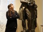 One of my Italian friends posing with a statue of Pushkin (a famous Russian writer) in one of the museums in Tula