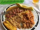 A close-up of my vegetarian bandeja paisa