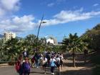 Children walking on a field trip; remember, no buses!