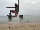 A glimpse of me jumping out of joy on a beach in Thailand