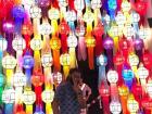 Selfie with colorful lanterns