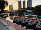 Paddle boats on the river that flows through Shenyang