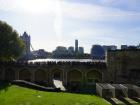 View of London Bridge from inside of the Tower of London.