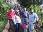 My family climbing up the steps to a waterfall in Mexico 