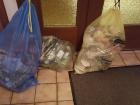 Our paper products (left), mixed recyclables (right), and glass recycling (center) waiting to go down to the curb