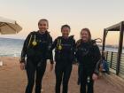 My friend from MN, Kelsey (left), my friend from Amman/Boston, Vicky (middle) and me (right) went scuba diving last month in Egypt