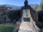 A bust of Jacint Verdaguer, a Catalonian poet, looks on in Ordino