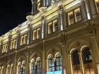 The Leningrad train station in Moscow -- it's for trains going to St. Petersburg. Leningrad is the old name of St. Petersburg