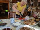 Having breakfast with my host family after arriving on the overnight train