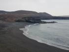 This beach has black sand