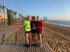 My friends and I are wearing the shirts of our neighborhoods before the road race. It was six miles long!