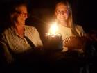 My host mom and me with the cake before I blow out the candles!