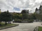 This is a photo of Praza Bispo Cesáreo, a small plaza between the outdoor market and the main plaza, Praza Maior