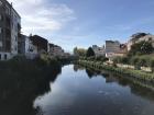 This is the view of the River Cabe in Monforte de Lemos from the town's Roman Bridge, looking downstream (south).
