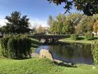 This is the pond and stream running through Parque dos Condes, a park in the center of Monforte de Lemos