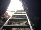 Looking up at the entrance to the grotto