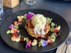 Notice the flowers, as it is another way Australians incorporate nature into every dish 