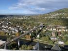 Here's a view of a highway bridge going over the river and part of the town!