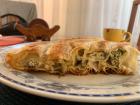 An inside shot of spinach and cheese byrek