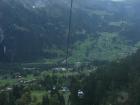 The view from a gondola in Grindelwald with the sight of another pod lower on the cable!