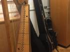 A harp, a guitar, and a theorbo
