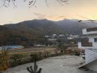 A sunset view of a rural community