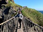 Me crossing the Carrick-a-Rede as it swayed with the ocean breeze