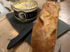 I shared this can of pâté (a French dish made with liver) and bread with my friends at a social event
