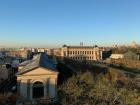 Morning light shines so brightly on the buildings at the Jardin des plantes in Paris