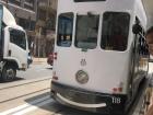 One of the Hong Kong Tramway trams that runs on rails in the streets