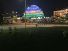 This is the convention center where big events happen for the Kigali community; you can't see it in the photo, but it actually spins at night!