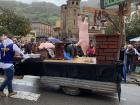 This parade float shows the importance of slaughtering pigs during this celebration