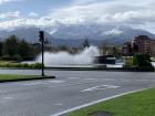 Although it was sunny in Oviedo, you can see the clouds and the snow on the mountains