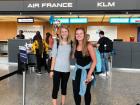 Gianna, another Loyola student, and I at the Dulles International Airport, checking in for our flight!