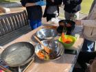 We put everything in these big bowls and mixed