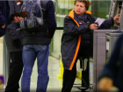 A service worker checking tickets 