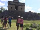 My friend and I visiting ancient Mayan ruins and Cenote Xlacah in Dzibilchaltun!