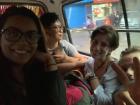 Here are my friend Puja and some of my other classmates in a very crowded bus!