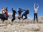 We tried jumping as high as the mountains around us!